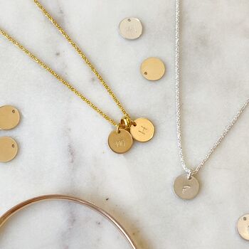 Initial Discs Necklace Sterling Silver Or Gold Vermeil, 4 of 6