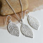Sterling Silver Geometric Leaf Necklace, thumbnail 3 of 7