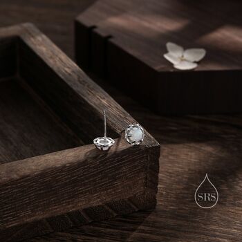 White Opal Thorn Claw Stud Earrings, 6 of 11
