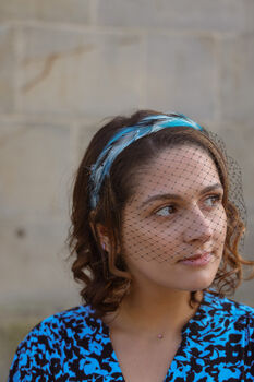 Turquoise Feather And Crystal Headband 'Marina', 4 of 11
