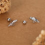 Sterling Silver Crow Bird 18 G Screw Back Stud Earrings, thumbnail 3 of 10