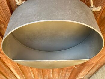Silver Zinc Hanging Round Wall Planter 35cm Garden Pot, 5 of 9