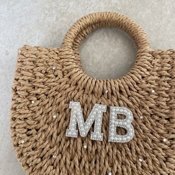 Personalised Ada Bling Half Moon Wicker Basket Drawstring Bag, 2 of 6