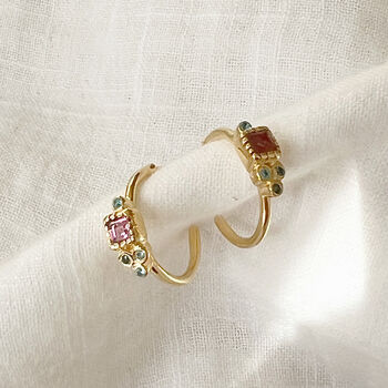 Arya Pink Tourmaline And Blue Topaz 18ct Gold Vermeil Hoops, 4 of 12