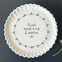 East Of India Porcelain Scallop Coaster Gift With Wording 'Poured Myself A Cup Of Ambition', thumbnail 2 of 3