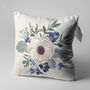 White Anemone Floral Cushion Cover With White And Blue, thumbnail 3 of 7