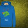 Rudolphasaurus Rex Dinosaur Personalised Kids Christmas Jumper Hoodie, thumbnail 7 of 12