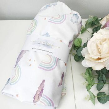 Pastel Rainbows And Clouds Cot Bed Sheet, 2 of 4