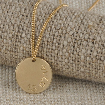 Medium Classic Solid Gold Disc Initial Necklace, 4 of 12