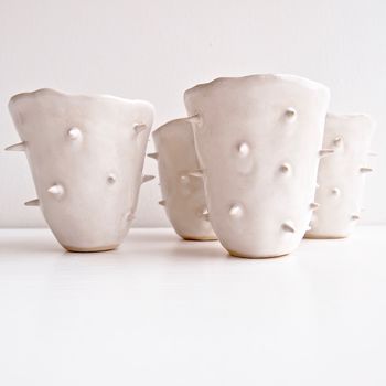 Handmade White Spiky Ceramic Cactus Vase, 4 of 6