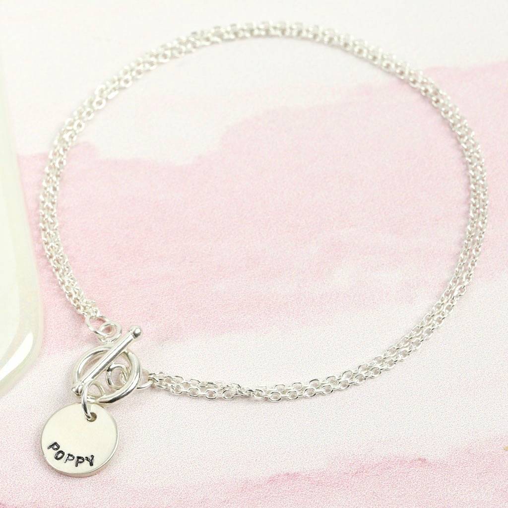 Sterling Silver Toggle And Charm Bracelet By Lisa Angel