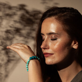 Flow Blue Turquoise Lava Bead Aromatherapy Bracelet, 4 of 6
