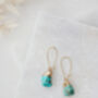 Turquoise Stone Dropper Kidney Wire Earrings, thumbnail 1 of 6