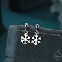 Sterling Silver Minimalist Snowflake Dangle Stud Earrings, thumbnail 1 of 11