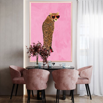 Custom Personalised Cheetah Wearing Heels Art Print, 4 of 8