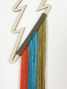 Wooden Lightning Bolt With Knitted Fringing, 10 of 12