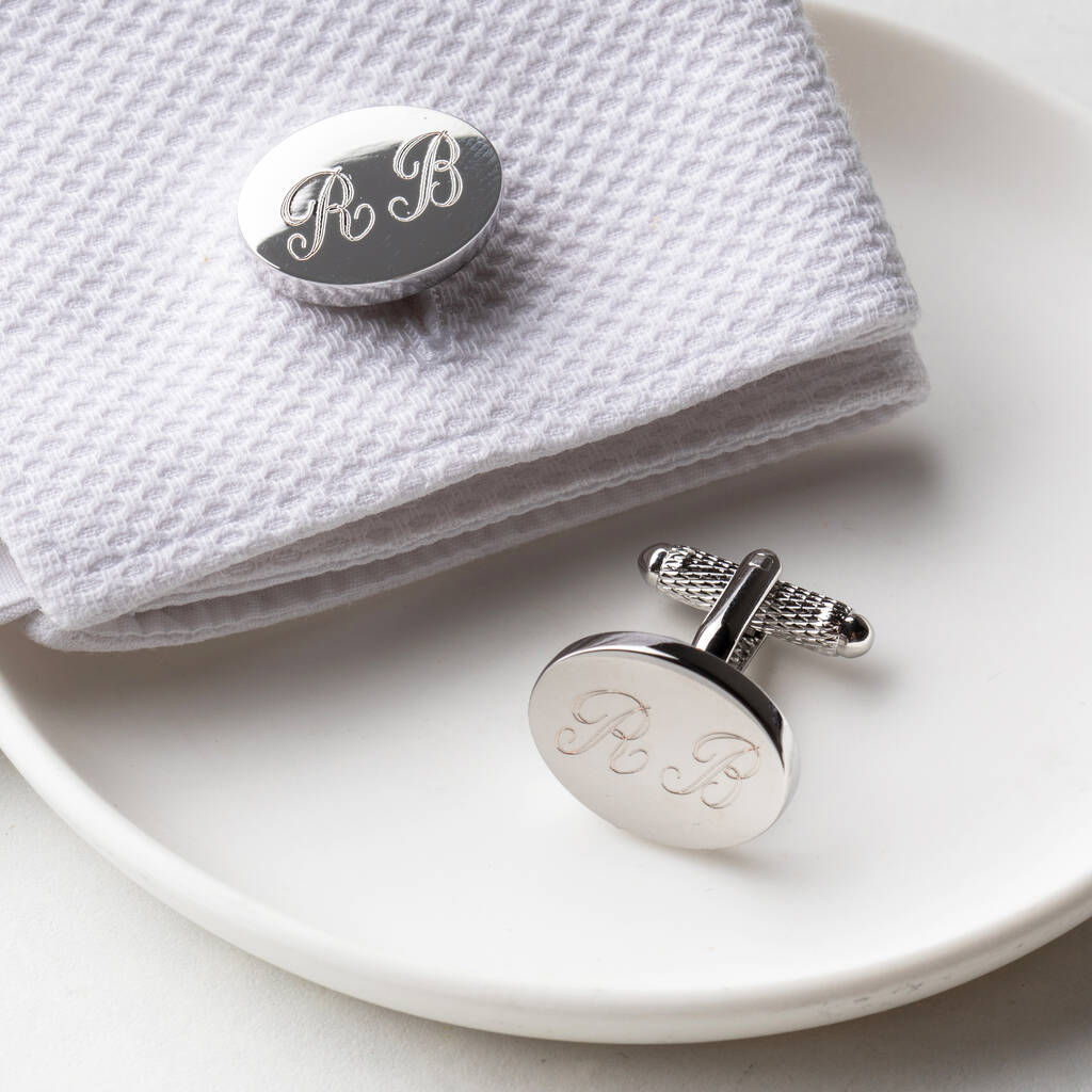 Engraved Oval Cufflinks, 1 of 12