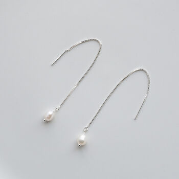 Sterling Silver Threader Pearl Earrings, 3 of 9
