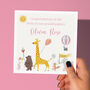 Personalised New Baby Card Any Relation Pink/Blue/Green, thumbnail 3 of 8