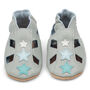 Dotty Fish Grey Star Soft Leather Baby Sandals With Barefoot Soles, thumbnail 5 of 7