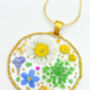 Medium Necklace With Daisies, Lavender And Green Flowers, thumbnail 6 of 12