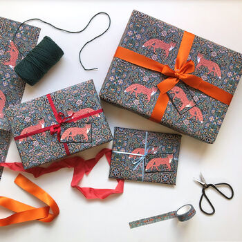 Fox And Flowers Gift Wrap, 3 of 8