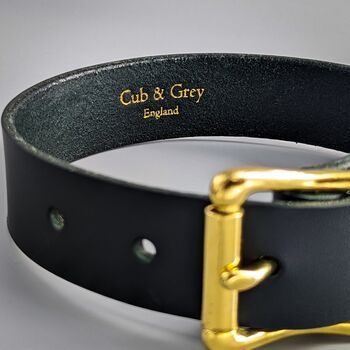 Personalised Dark Green Leather Dog Collar, 3 of 7