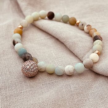 Amazonite Micro Pavé Cz Charm Bracelet, 3 of 7