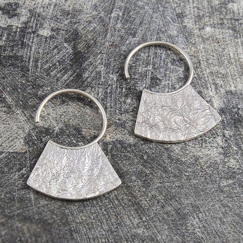 Textured Circular Sterling Silver Hoop Earrings, 3 of 8