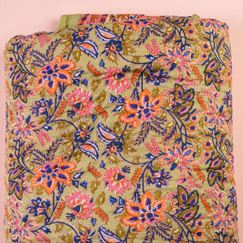 Pistachio Blossom Reversible Floral Quilt, 3 of 3