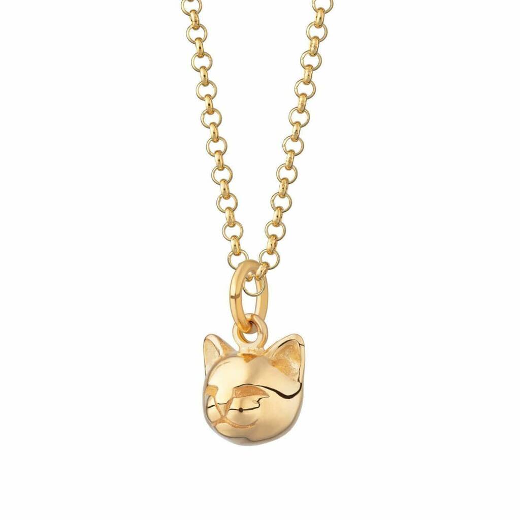 Personalised Sterling Silver Cat Face Necklace By Lily Charmed ...