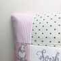 Personalised Pink And Grey Bunny Name Cushion, thumbnail 4 of 7