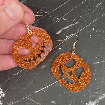 Orange Glitter Pumpkin Earrings, 2 of 2