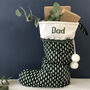 Personalised Green Christmas Stocking With Knitted Cuff, thumbnail 1 of 5