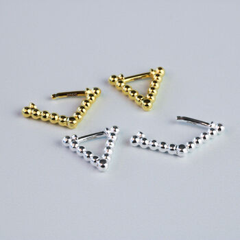 Sterling Silver Bubble Triangle Hoop Earrings, 3 of 5