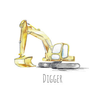 Digger Hand Painted Boys Greetings Card, 2 of 3