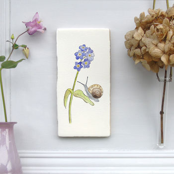 Forget Me Not And Snail Ceramic Wall Art Tile, 4 of 5