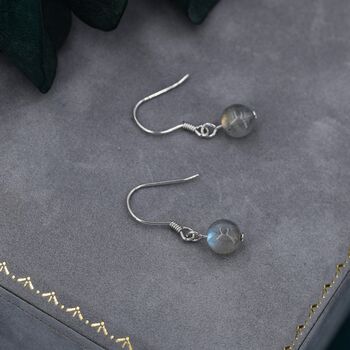 Genuine Labradorite Drop Hook Earrings, 2 of 6