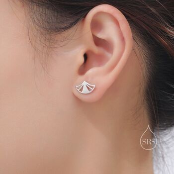 Art Deco Fan Stud Earrings In Sterling Silver, 3 of 12