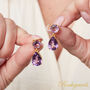 Purple Amethyst Statement Gold And Silver Stud Drop Earrings, thumbnail 4 of 9