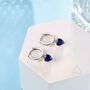 Sapphire Blue Heart Cz Huggie Hoop In Sterling Silver, thumbnail 7 of 11