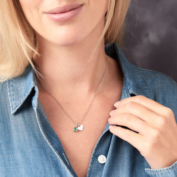 Birthstone Necklace With Diamonds In Sterling Silver, 9 of 12