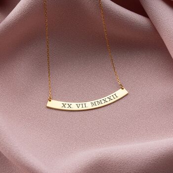 Roman Numeral Round Bar Necklace, 2 of 5