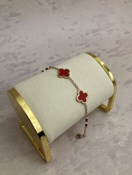 Adina Rose Gold Red Clover Bracelet, 2 of 3