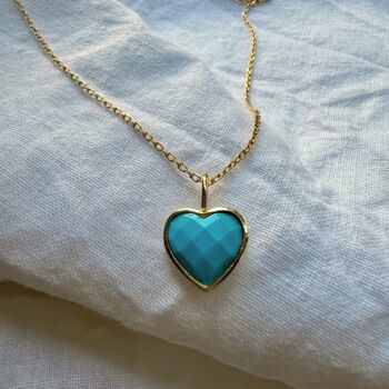 Turquoise Heart 18k Gold Vermeil Necklace, 2 of 2