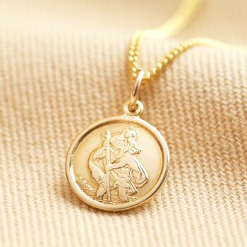 Gold Sterling Silver St Christopher Pendant Necklace, 2 of 7