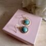 Aqua Blue Stone Square Dangle Earrings, thumbnail 2 of 4