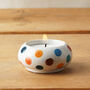 Set Of Three Ceramic Polka Dot Tealight Candle Holder, thumbnail 1 of 3