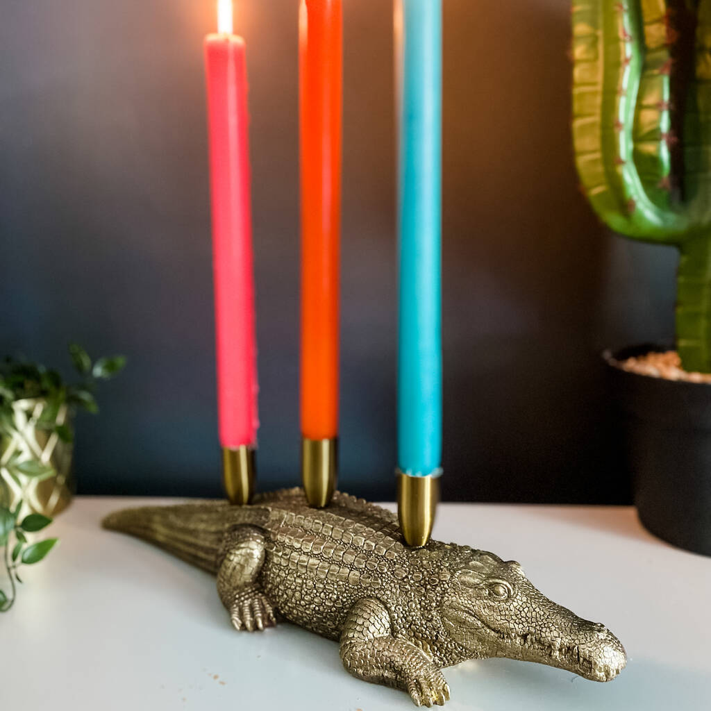 Crocodile Gold Trio Candle Holder By Punk & Poodle