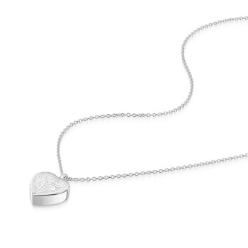 Scroll Heart Ashes Urn Necklace 925 Sterling Silver, 4 of 5